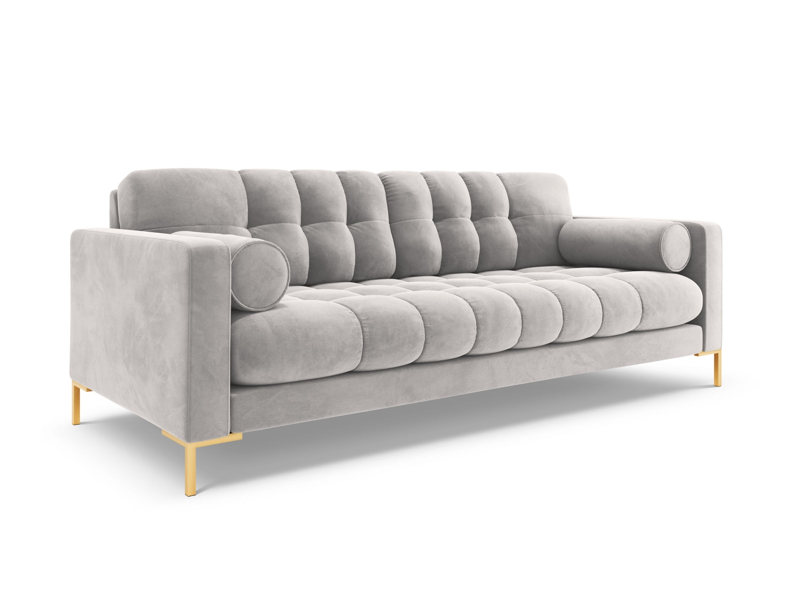 Elegantes 4-Sitzer Sofa Bali von Cosmopolitan Design, gefertigt aus feinem Silver-Bluvel, ideal für stilvolle Wohnräume und gesellige Abende.
