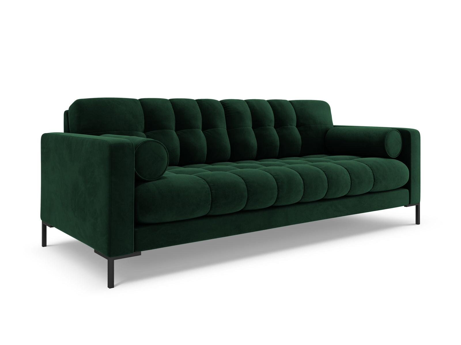 Elegantes 4-Sitzer Sofa Bali in edlem Bottle Green-Bluvel, ideal für stilvolle Wohnräume, erhältlich bei KAQTU Design AG.