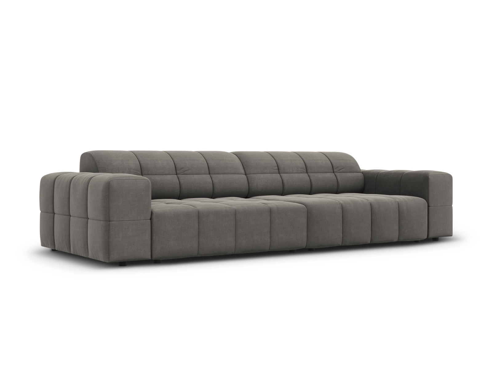 Elegantes Chicago Velour Sofa in sanftem Hellgrau, ideal für stilvolle Wohnräume. Komfortables 4-Sitzer-Design von Cosmopolitan Design.