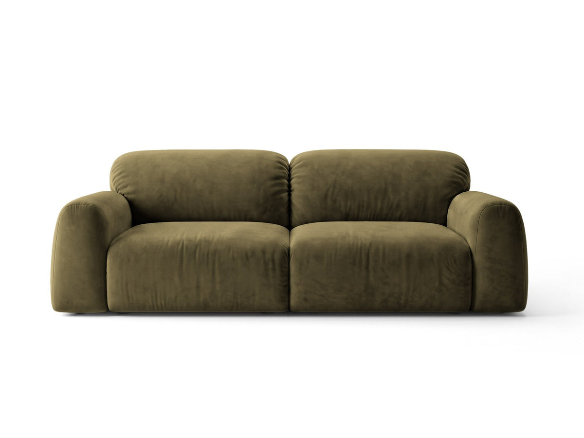 4er Sofa Milan mit Bluvel-Bezug, schwarzen Beinen und niedriger Rückenlehne