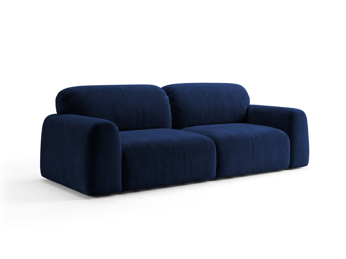 4er Sofa Milan mit Bluvel-Bezug, schwarzen Beinen und niedriger Rückenlehne