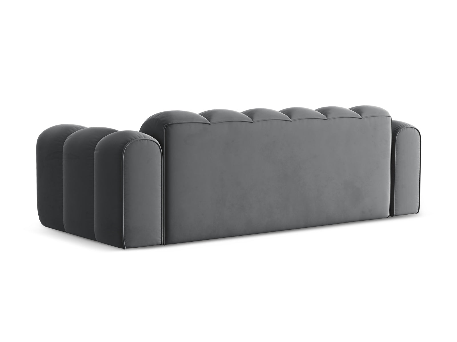 Elegantes 4-Sitzer Sofa Treno von Cosmopolitan Design in modernem Grey-Bluvel, ideal für gesellige Runden und stilvolle Einrichtung.