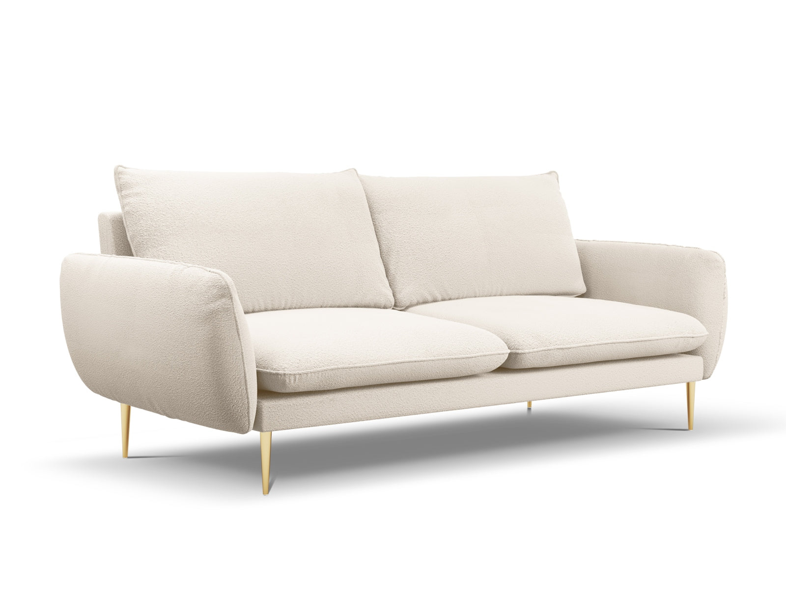 Stilvolles 4-Sitzer Boucle Sofa "Vienna" in sanftem Beige, perfekt für gemütliche Wohnzimmer und moderne Einrichtung.