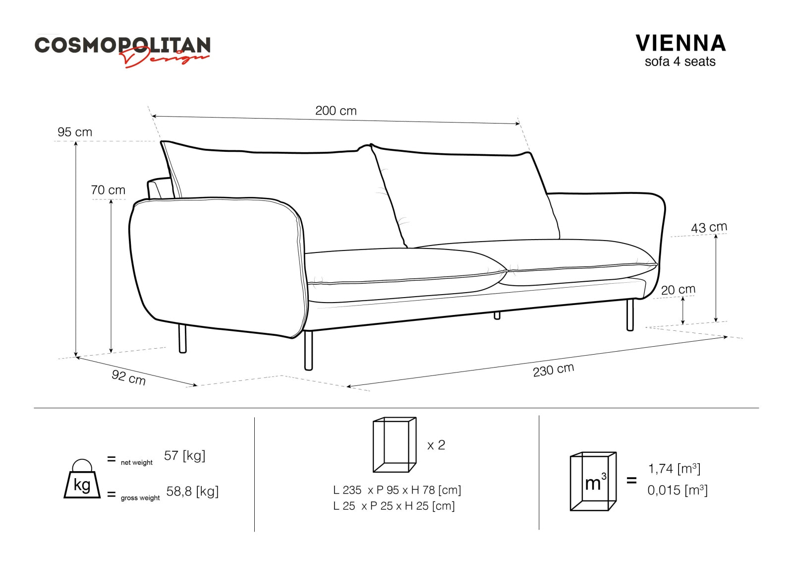 Elegantes 4-Sitzer Sofa aus Boucle in Schwarz und Gold, ideal für moderne Wohnräume und gemütliche Treffen mit Freunden.
