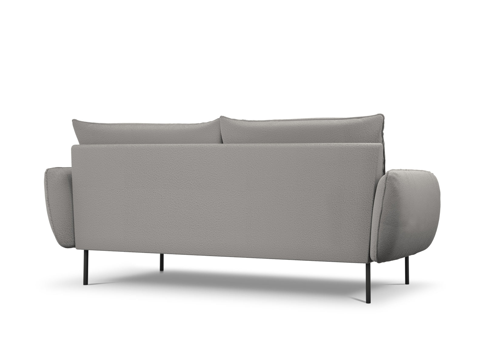 Elegantes 4-Sitzer Sofa aus Boucle in Grau und Schwarz, ideal für stilvolle Wohnräume und zeitgemäße Einrichtung.