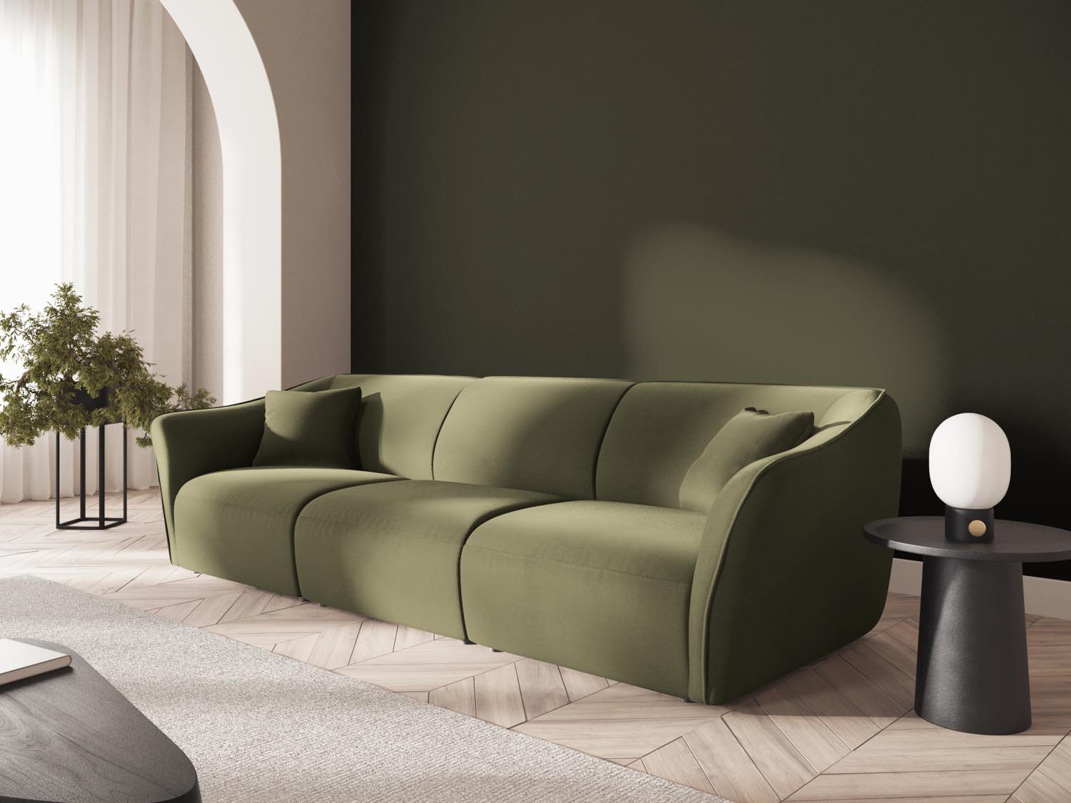 Tokyo Velour Modular Sofa 5 Sitzer in Light Green präsentiert im Onlineshop von KAQTU Design AG. 5er Sofa ist von Cosmopolitan Design