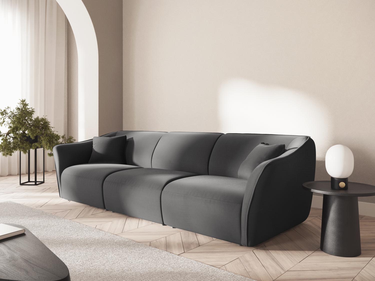 Tokyo Velour Modular Sofa 5 Sitzer in Dark Grey präsentiert im Onlineshop von KAQTU Design AG. 5er Sofa ist von Cosmopolitan Design