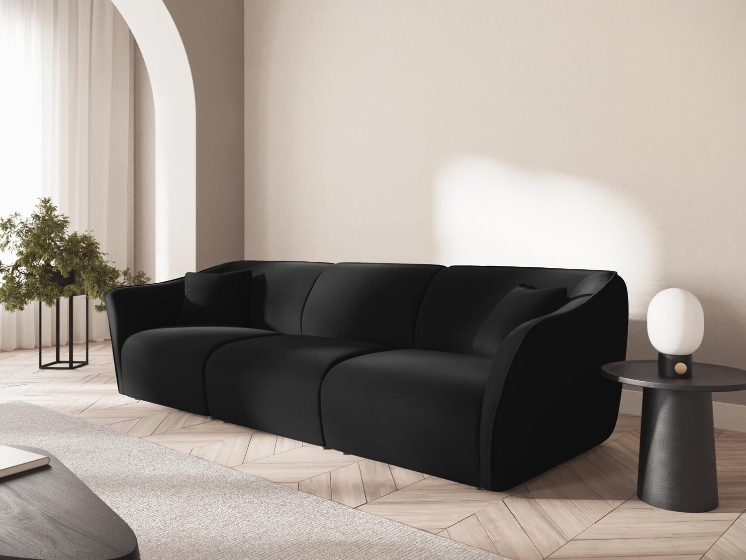 Tokyo Velour Modular Sofa 5 Sitzer in Black präsentiert im Onlineshop von KAQTU Design AG. 5er Sofa ist von Cosmopolitan Design