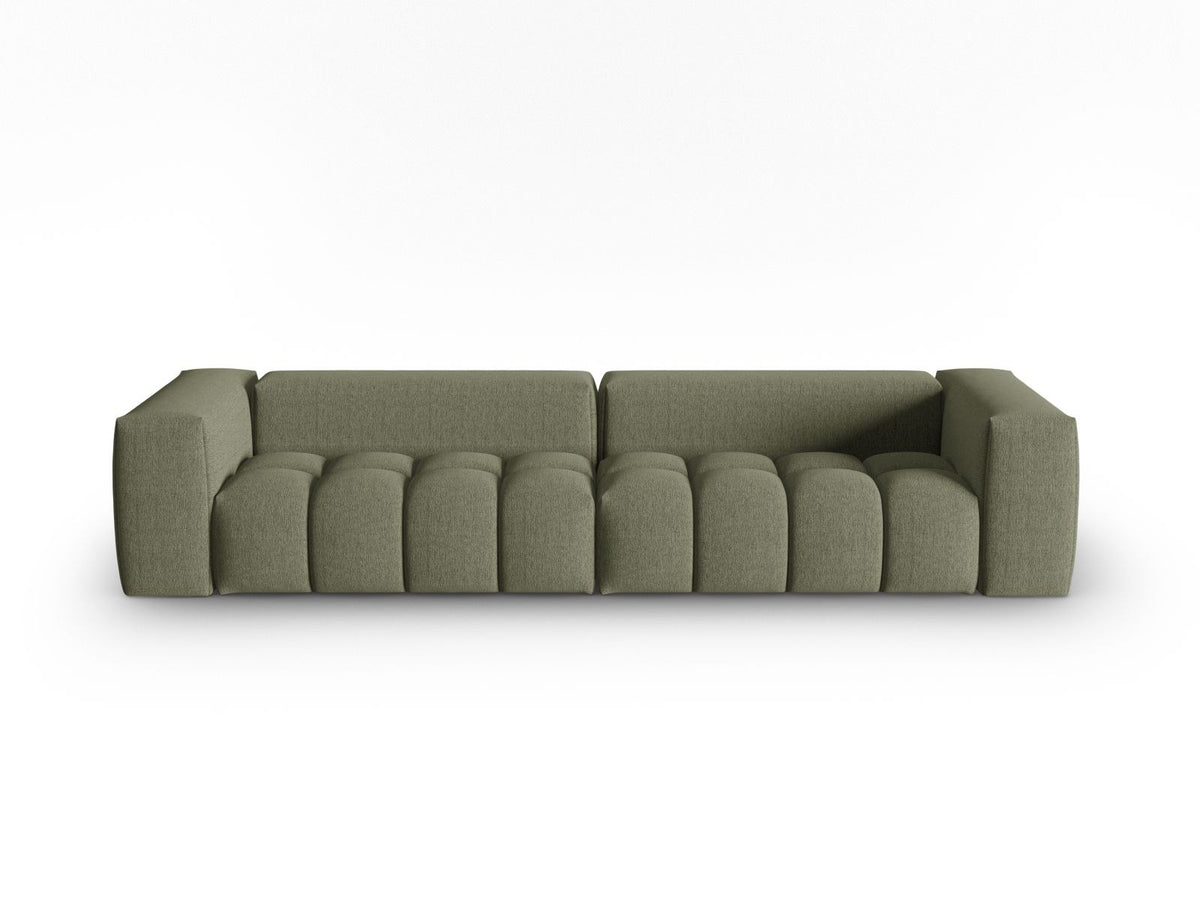Beiges Verona Modulares Sofa mit 5 Sitzplätzen, Sorella-Strukturstoff, Massivholzrahmen und schwarzen Kunststoffbeinen im Wohnzimmer.