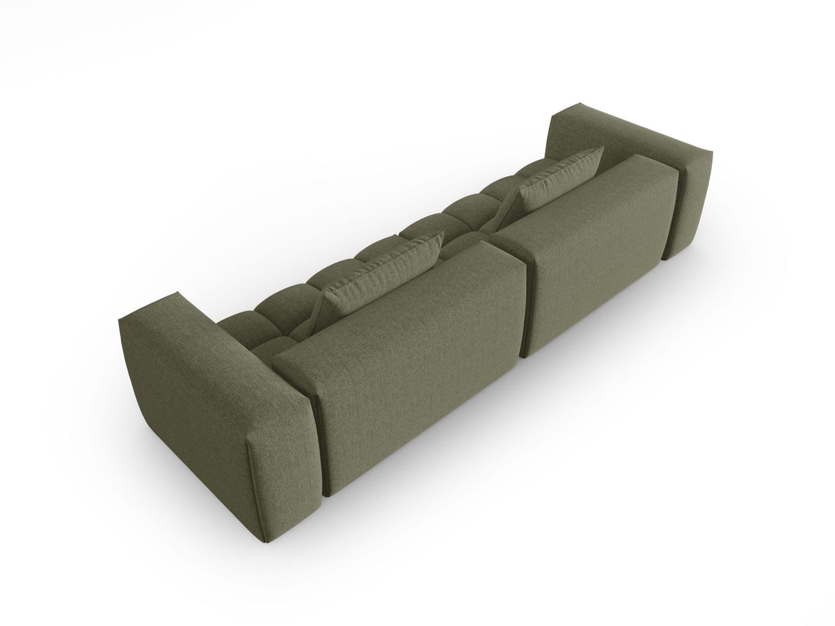 Beiges Verona Modulares Sofa mit 5 Sitzplätzen, Sorella-Strukturstoff, Massivholzrahmen und schwarzen Kunststoffbeinen im Wohnzimmer.