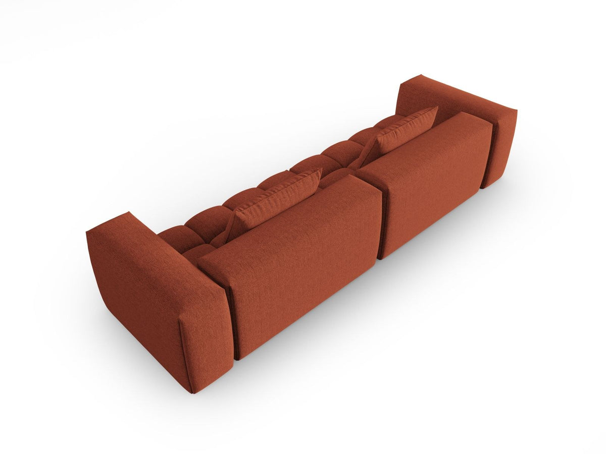 Beiges Verona Modulares Sofa mit 5 Sitzplätzen, Sorella-Strukturstoff, Massivholzrahmen und schwarzen Kunststoffbeinen im Wohnzimmer.