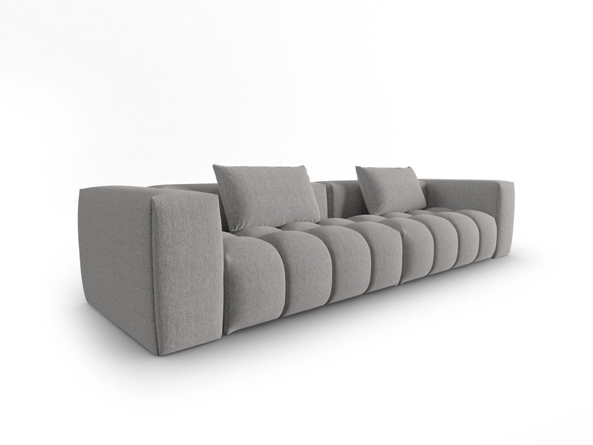 Beiges Verona Modulares Sofa mit 5 Sitzplätzen, Sorella-Strukturstoff, Massivholzrahmen und schwarzen Kunststoffbeinen im Wohnzimmer.
