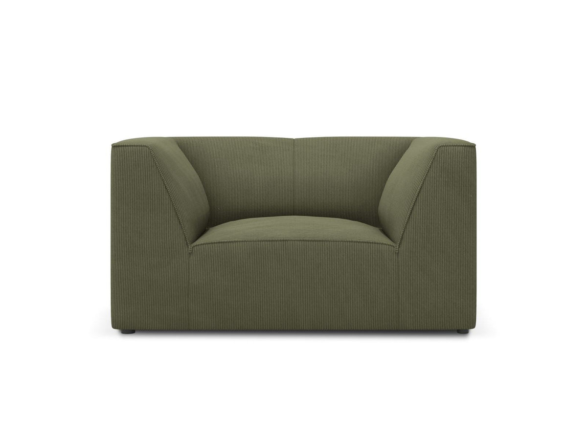 Sessel Siena 1-Sitzer von Cosmopolitan Design mit gelbem Ottawa-Stoffbezug, Massivholzrahmen und schwarzen Kunststoffbeinen aus Polypropylen.