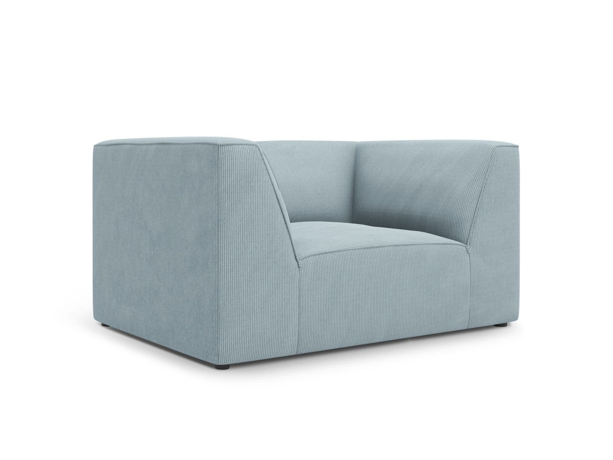 Sessel Siena 1-Sitzer von Cosmopolitan Design mit gelbem Ottawa-Stoffbezug, Massivholzrahmen und schwarzen Kunststoffbeinen aus Polypropylen.