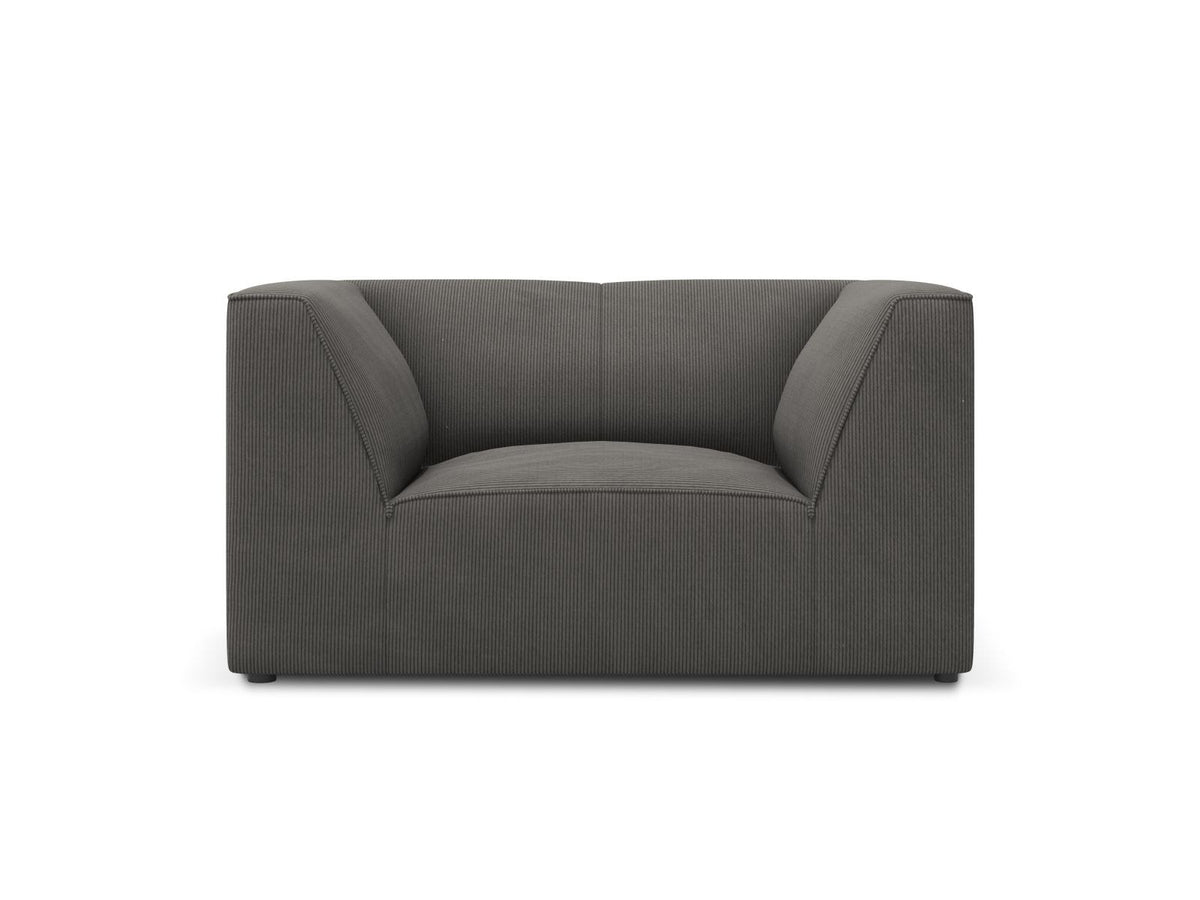 Sessel Siena 1-Sitzer von Cosmopolitan Design mit gelbem Ottawa-Stoffbezug, Massivholzrahmen und schwarzen Kunststoffbeinen aus Polypropylen.