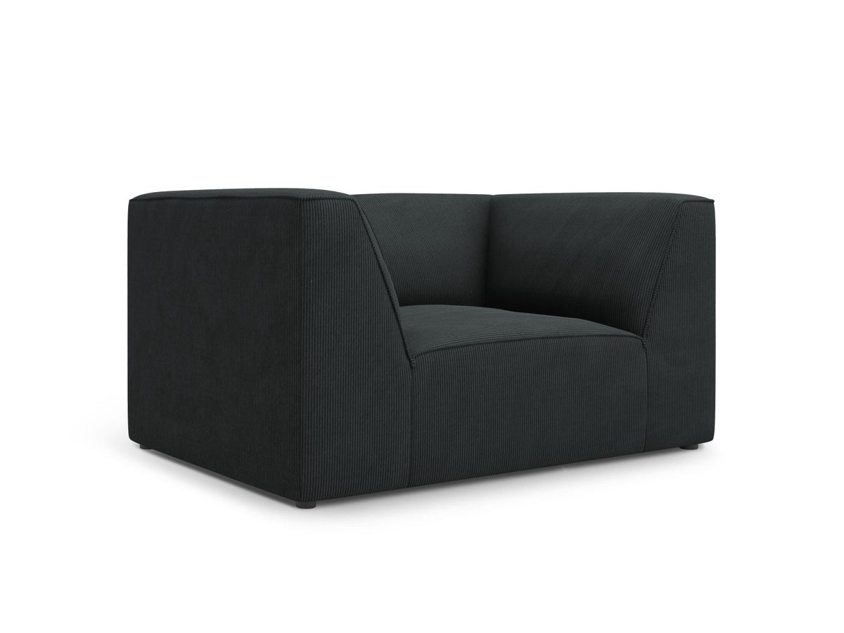 Sessel Siena 1-Sitzer von Cosmopolitan Design mit gelbem Ottawa-Stoffbezug, Massivholzrahmen und schwarzen Kunststoffbeinen aus Polypropylen.
