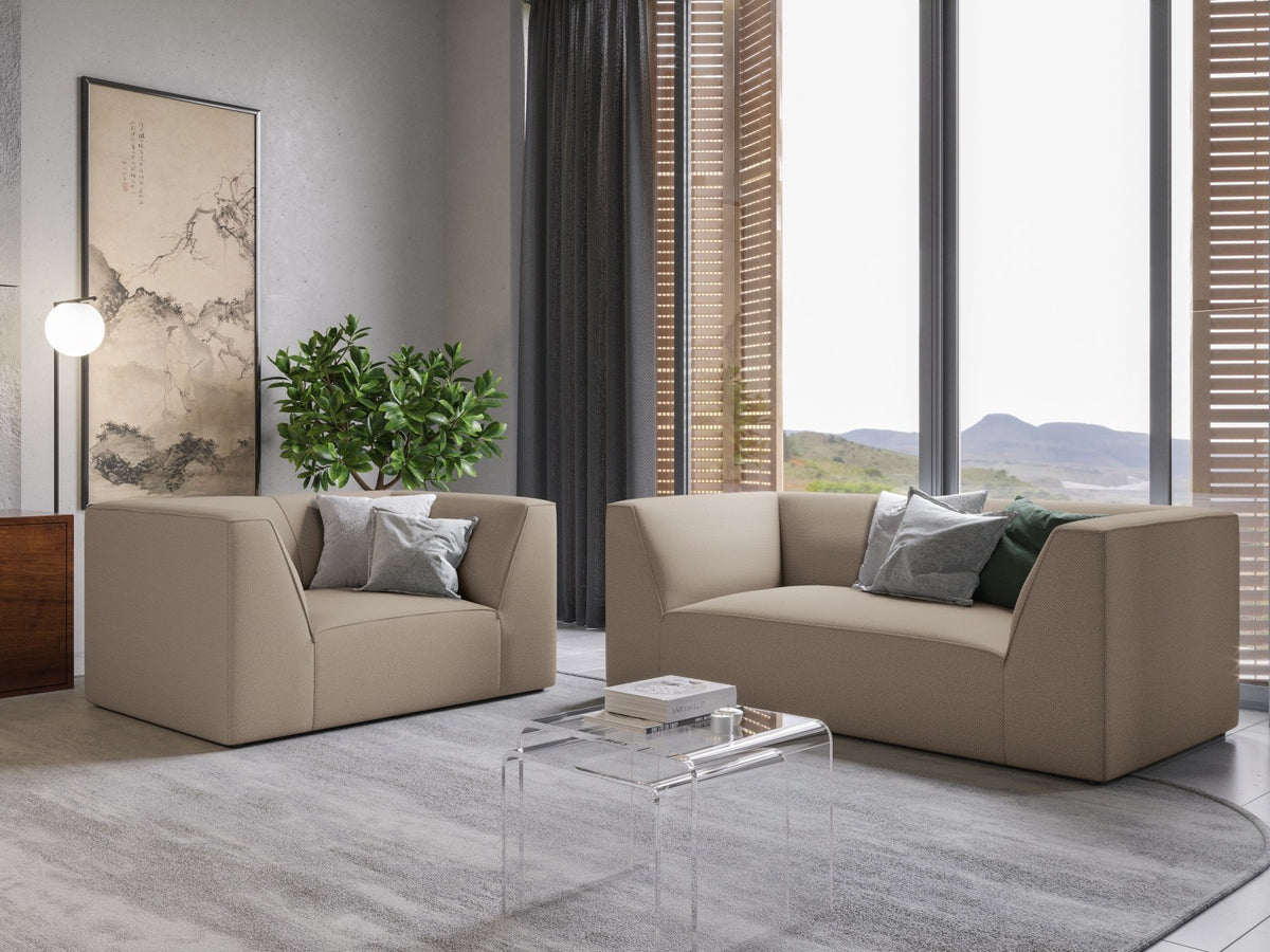 Sessel Siena 1-Sitzer von Cosmopolitan Design mit gelbem Ottawa-Stoffbezug, Massivholzrahmen und schwarzen Kunststoffbeinen aus Polypropylen.