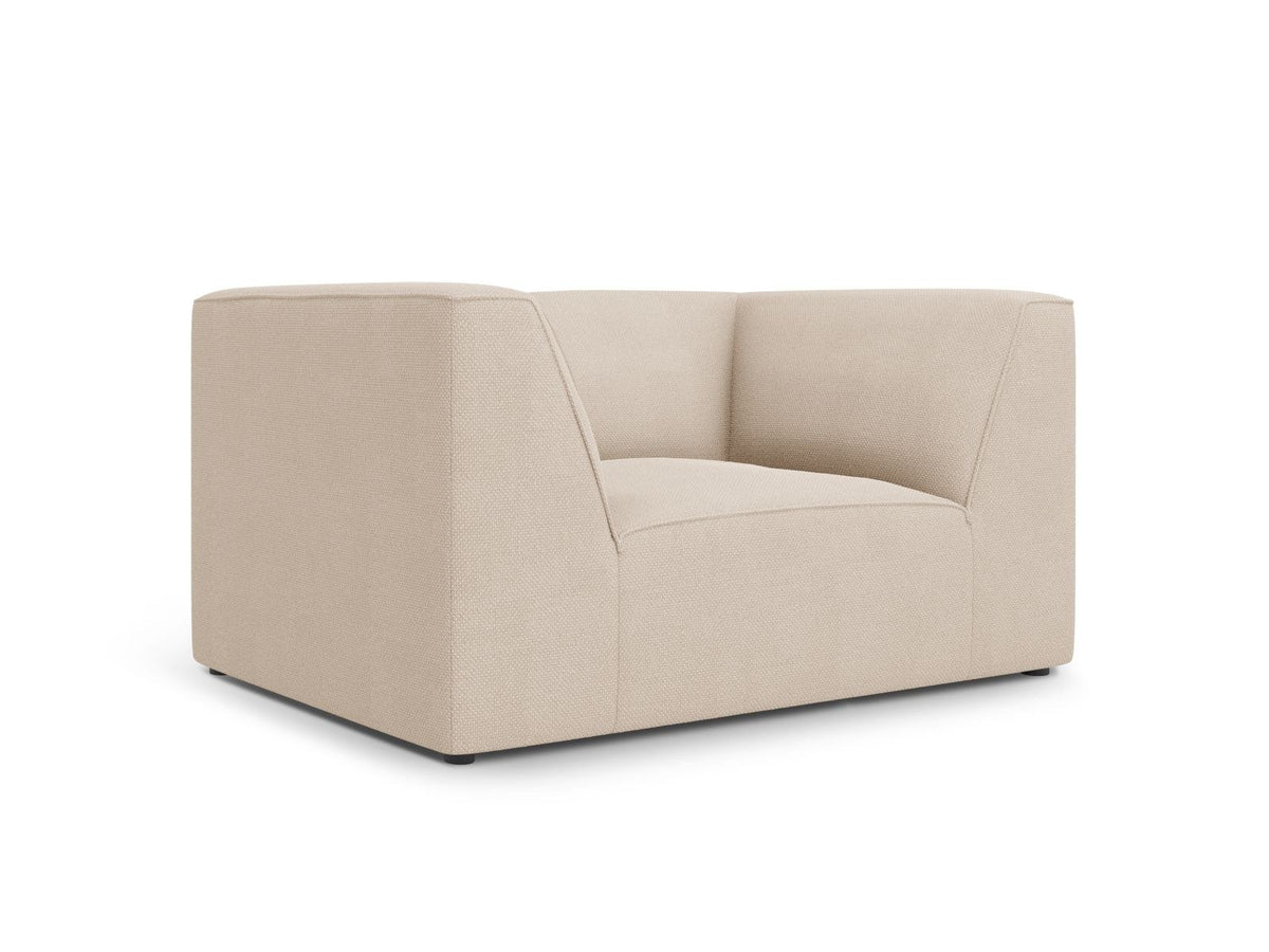 Sessel Siena 1-Sitzer von Cosmopolitan Design mit gelbem Ottawa-Stoffbezug, Massivholzrahmen und schwarzen Kunststoffbeinen aus Polypropylen.