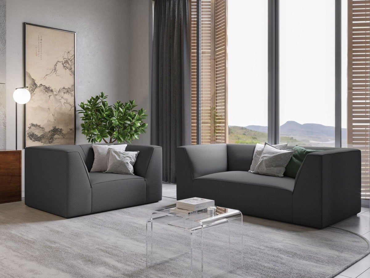 Sessel Siena 1-Sitzer von Cosmopolitan Design mit gelbem Ottawa-Stoffbezug, Massivholzrahmen und schwarzen Kunststoffbeinen aus Polypropylen.