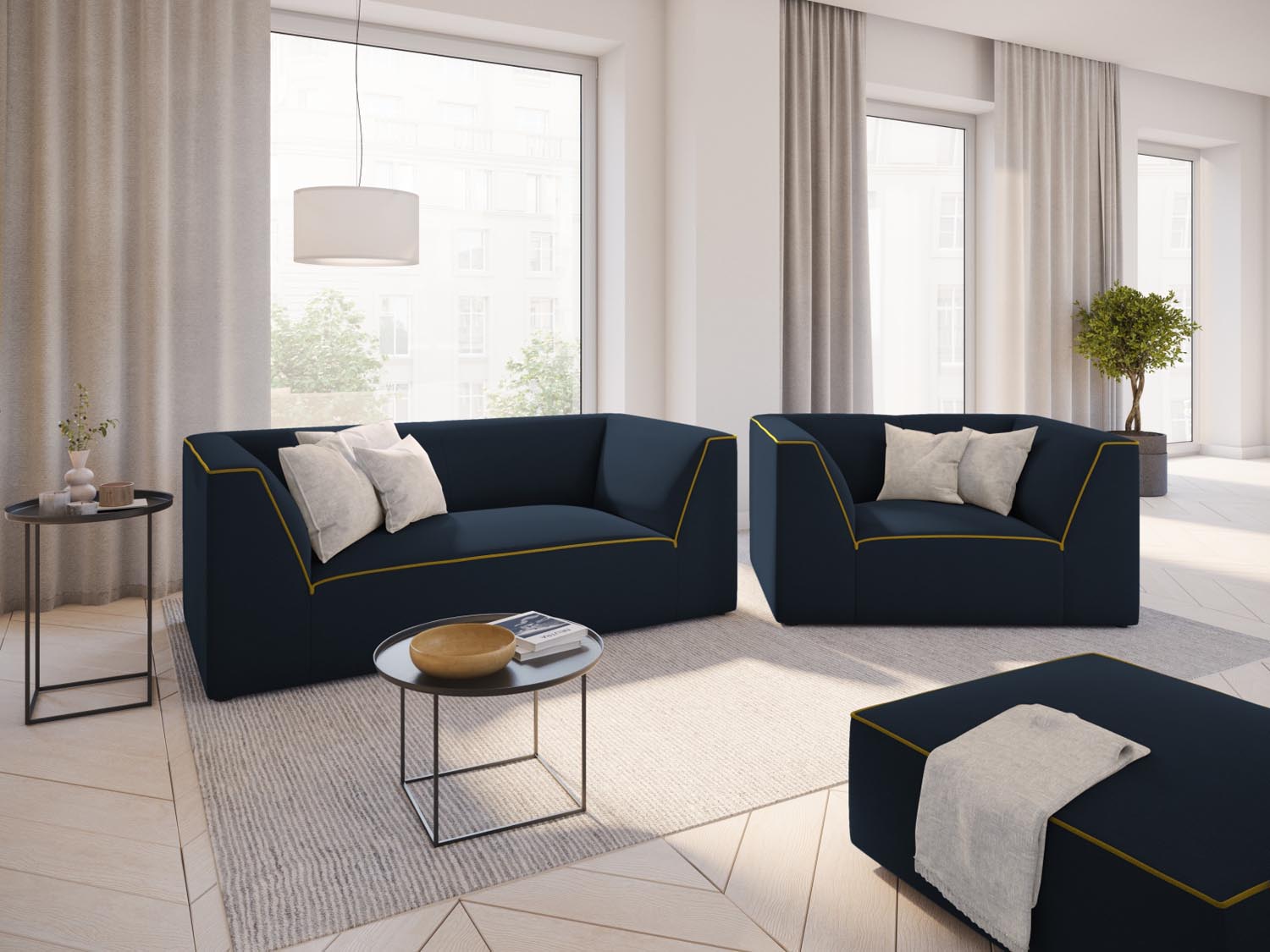 Oslo Sessel 1 Sitzer in Royal Blue, Yellow präsentiert im Onlineshop von KAQTU Design AG. Sessel ist von Cosmopolitan Design