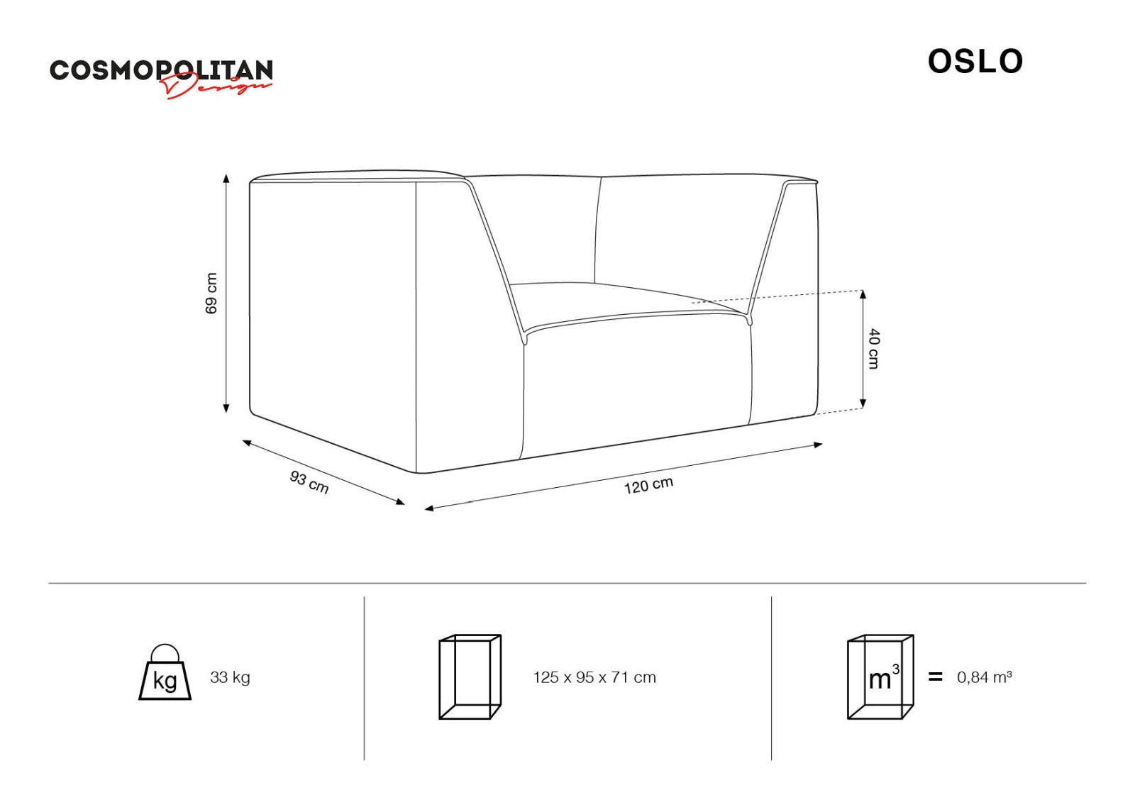 Oslo Sessel 1 Sitzer in Grey, Grey Beige Melange präsentiert im Onlineshop von KAQTU Design AG. Sessel ist von Cosmopolitan Design