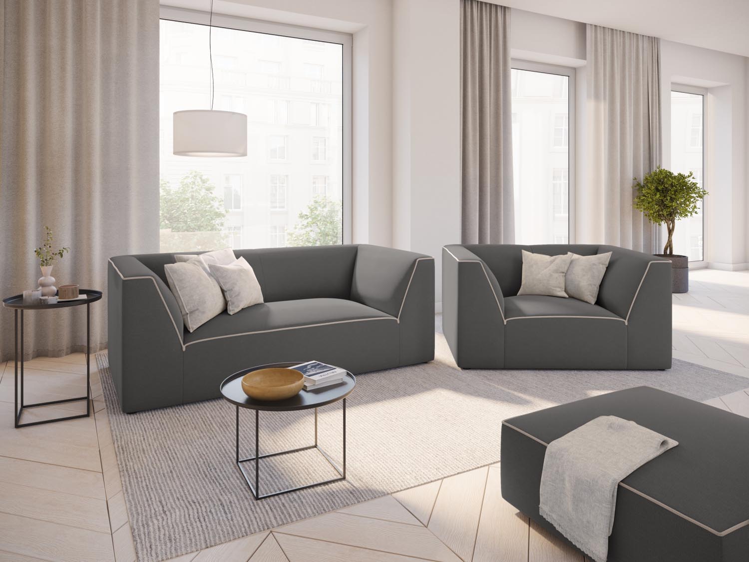 Oslo Sessel 1 Sitzer in Grey, Grey Beige Melange präsentiert im Onlineshop von KAQTU Design AG. Sessel ist von Cosmopolitan Design