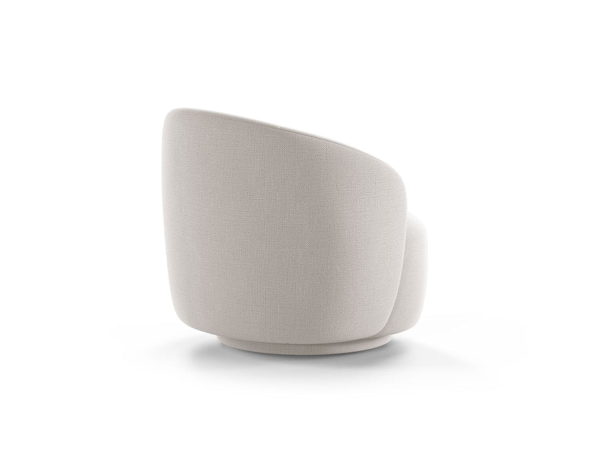Drehsessel Savona von Cosmopolitan Design mit gepolstertem Sitz aus Chenille-Stoff Moly in Light Beige, gepolsterten Beinen und rundem Drehgestell.