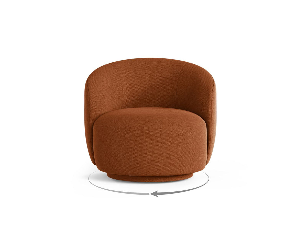 Drehsessel Savona von Cosmopolitan Design mit gepolstertem Sitz aus Chenille-Stoff Moly in Light Beige, gepolsterten Beinen und rundem Drehgestell.