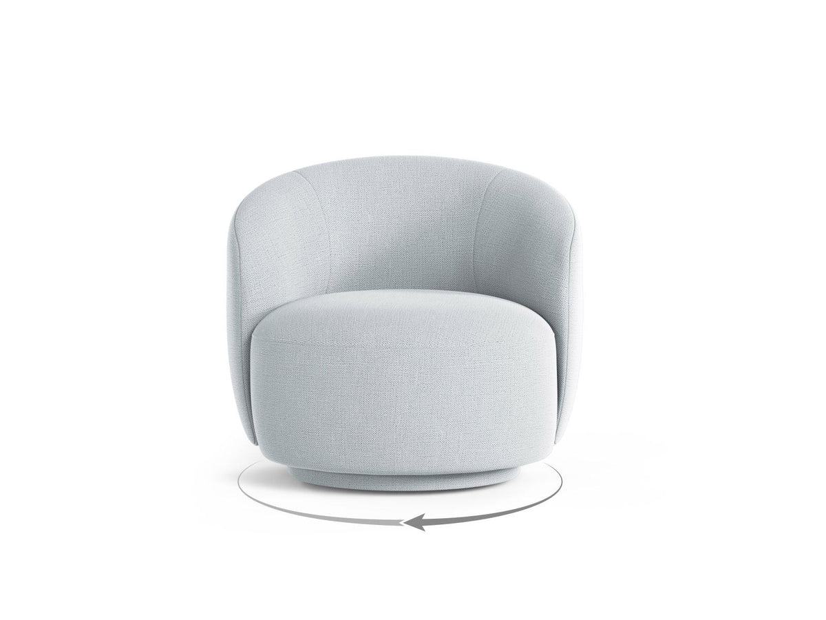 Drehsessel Savona von Cosmopolitan Design mit gepolstertem Sitz aus Chenille-Stoff Moly in Light Beige, gepolsterten Beinen und rundem Drehgestell.