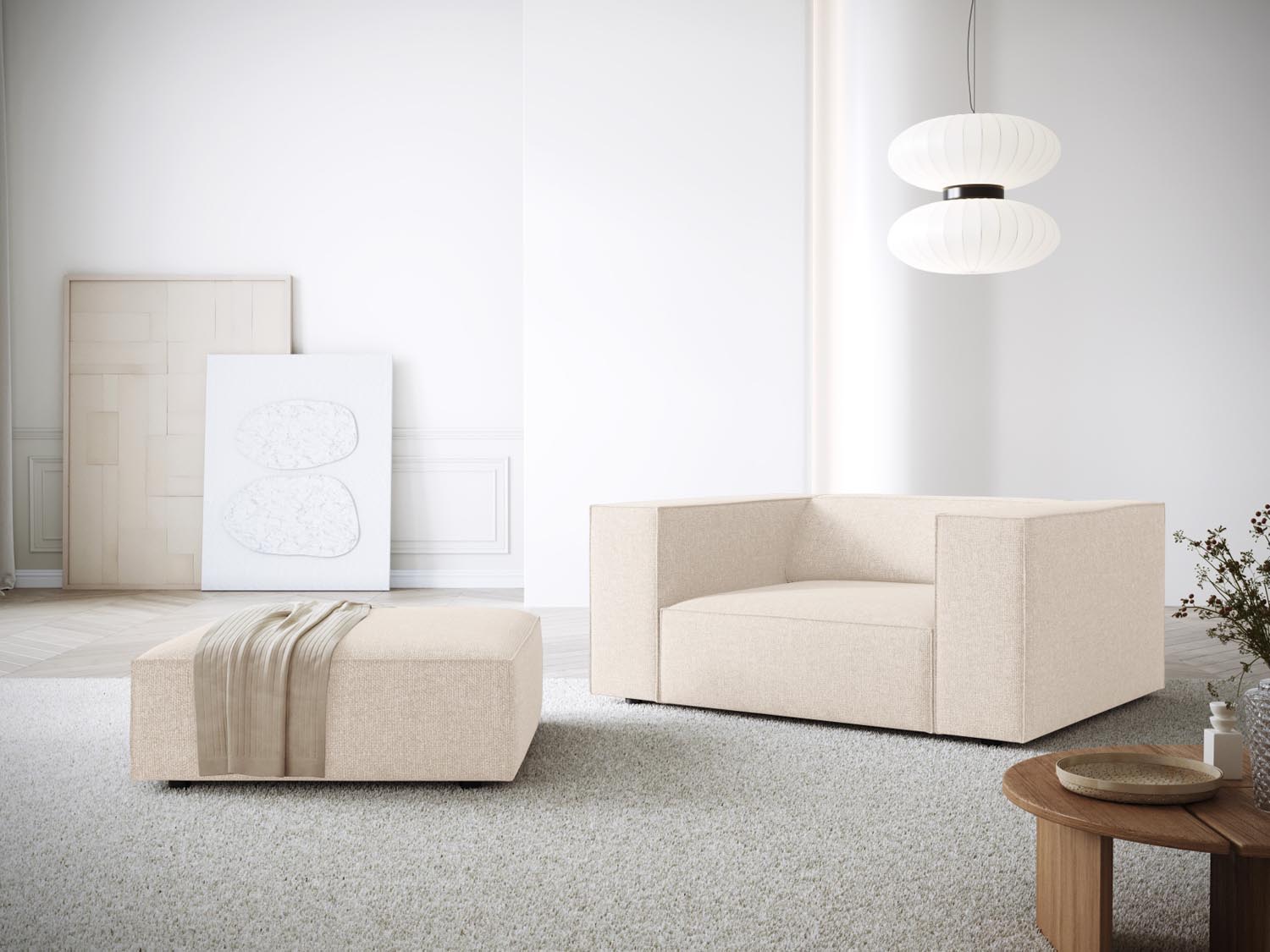 Arendal Sessel 1 Sitz in Light Beige präsentiert im Onlineshop von KAQTU Design AG. Sessel ist von Cosmopolitan Design