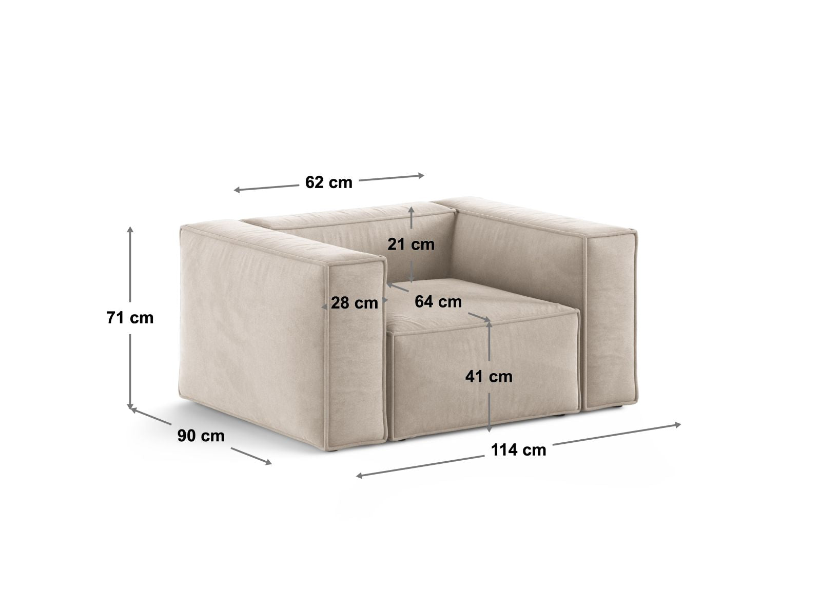 Moderner 1-Sitzer Sessel Aveiro in zartem Grün, perfekt für gemütliche Ecken und stilvolle Einrichtung, von Cosmopolitan Design.