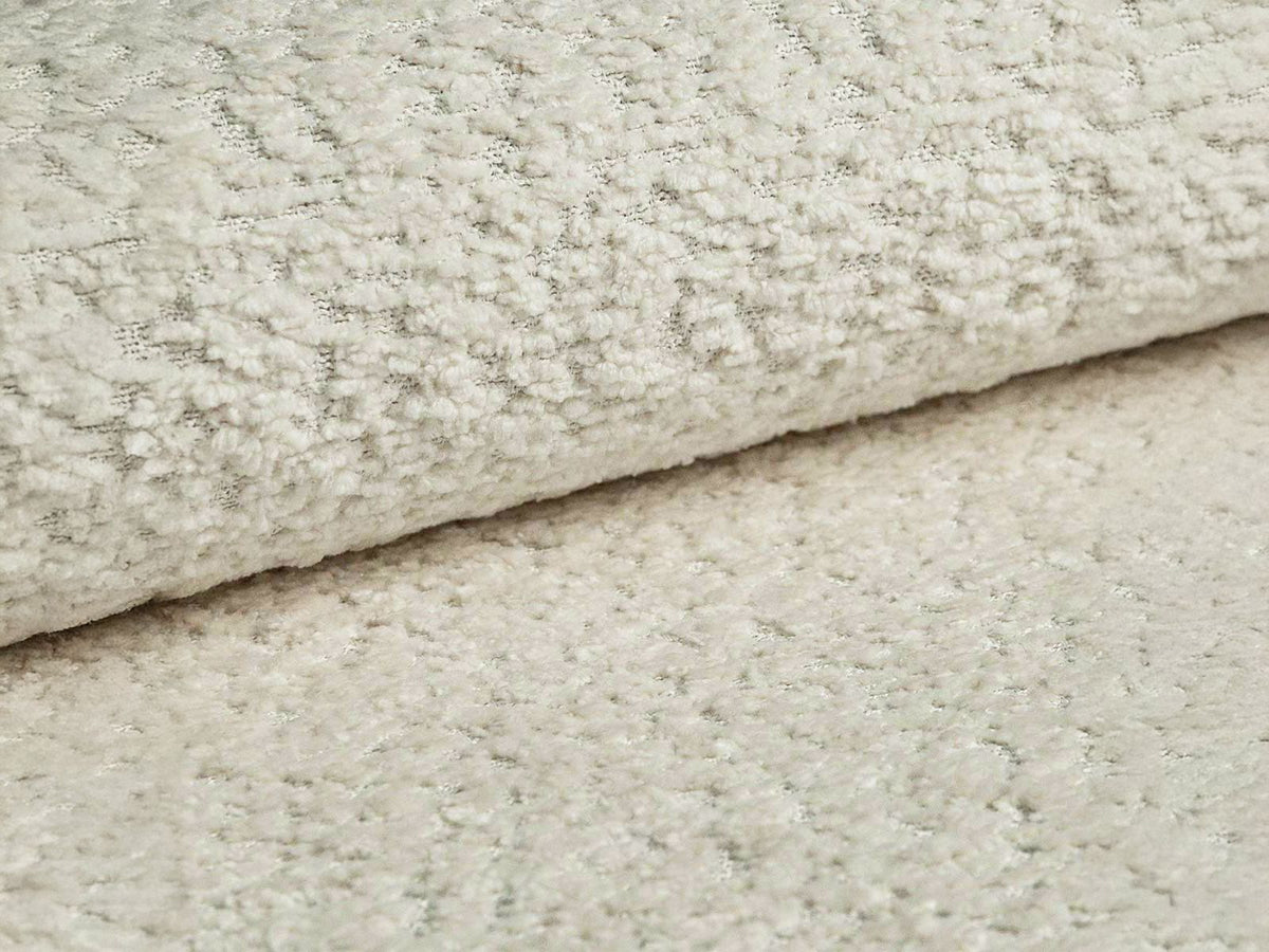 Drehsessel Savona mit Bouclé-Bezug in Ivory-Coral, Gestell aus Massivholz Kiefer, stoffbezogene Beine, moderne runde Form.