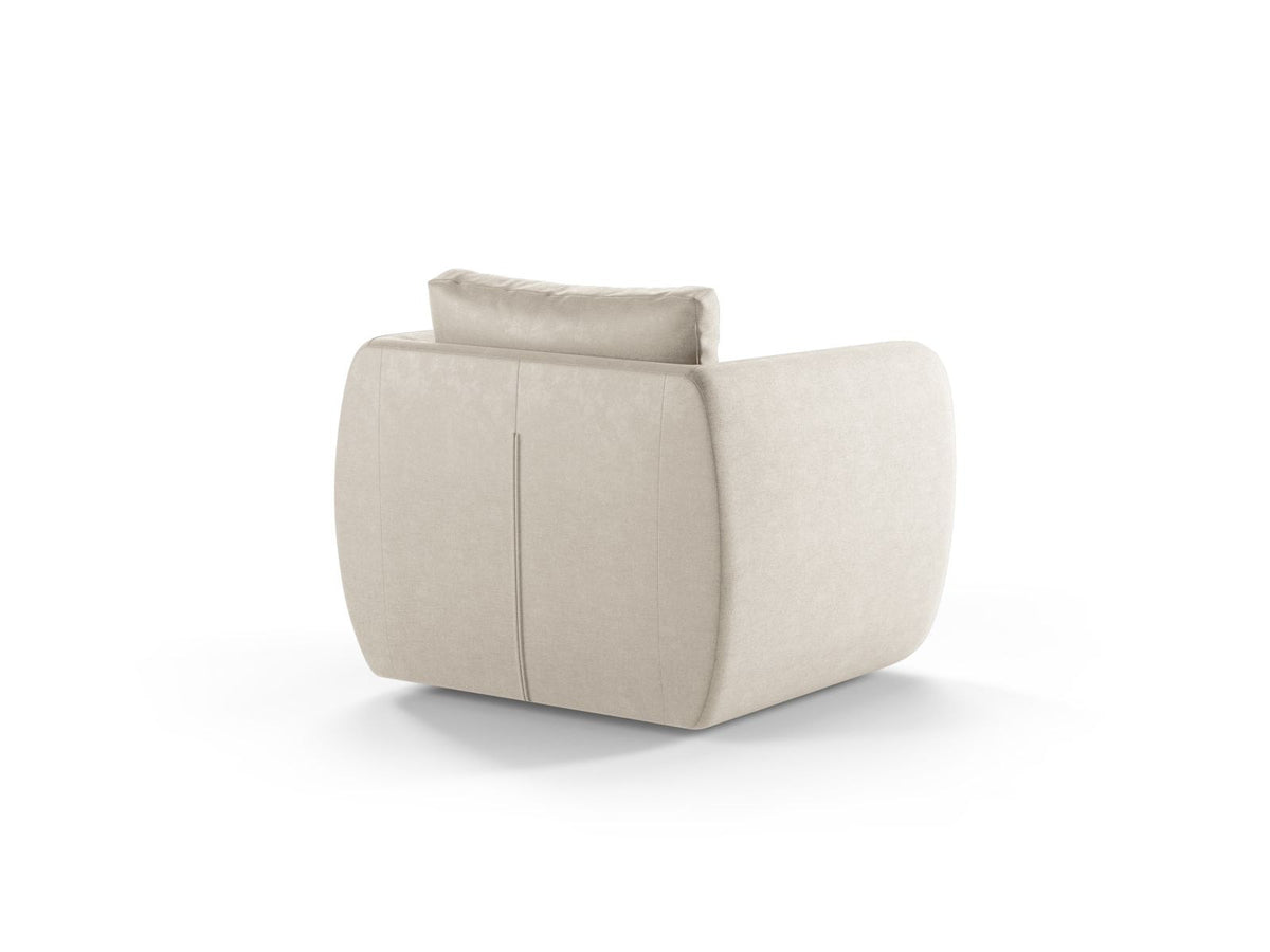 Nimes 1-Sitzer Sessel von Cosmopolitan Design in Ivory-Wind, Polsterstoff Wind mit Flor, Kiefernholzgestell und silberfarbenen Metallbeinen.