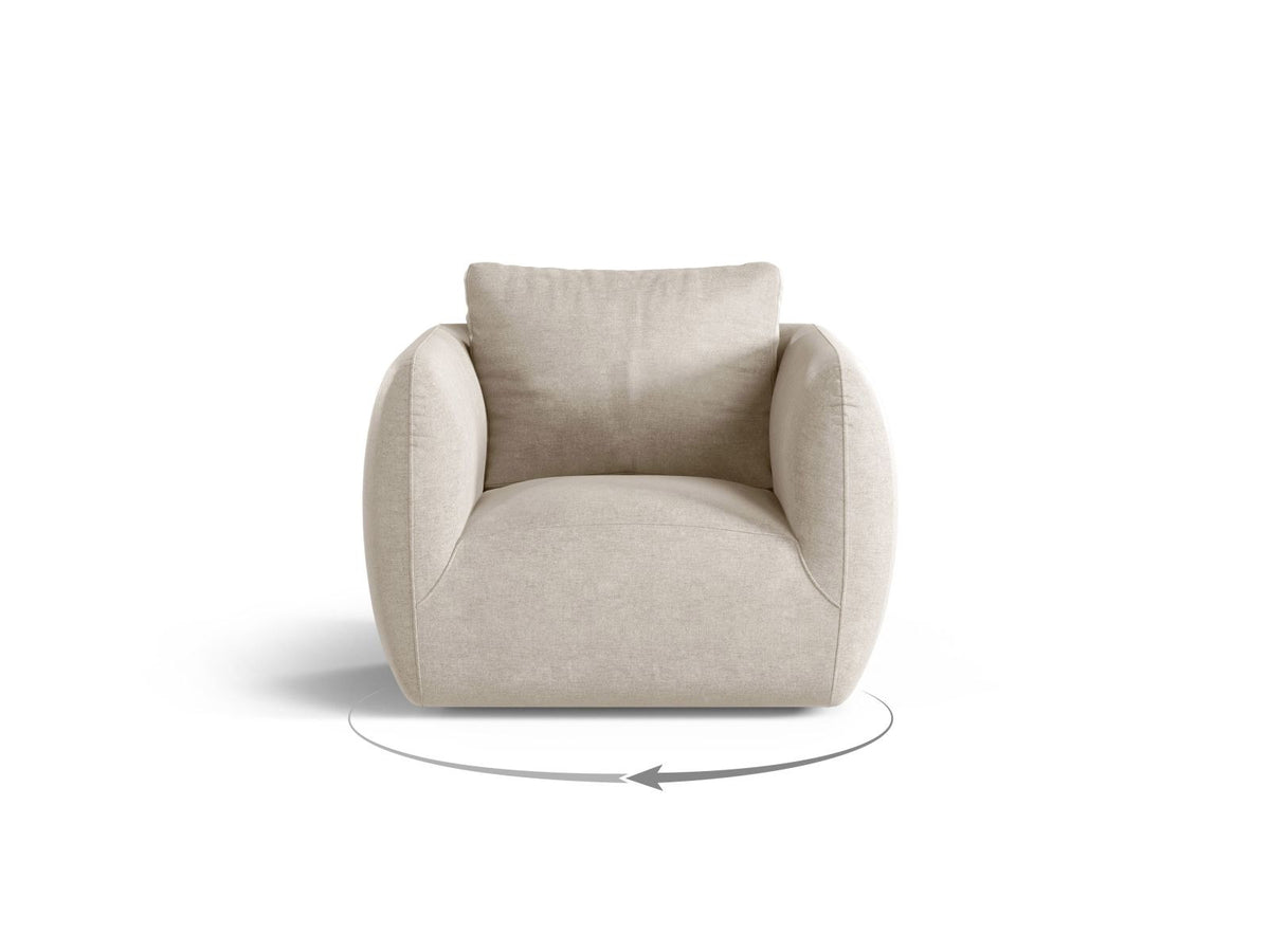Nimes 1-Sitzer Sessel von Cosmopolitan Design in Ivory-Wind, Polsterstoff Wind mit Flor, Kiefernholzgestell und silberfarbenen Metallbeinen.