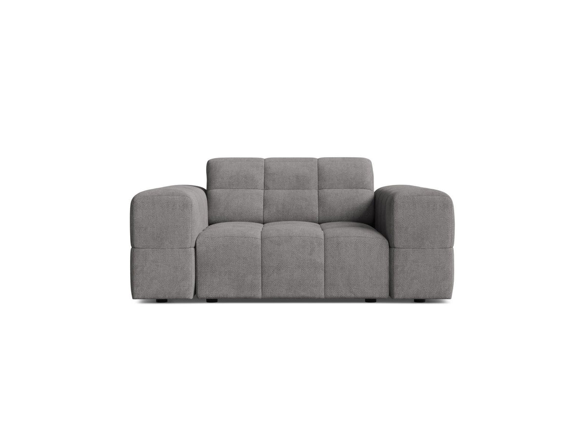 1-Sitzer Sessel Chicago von Cosmopolitan Design in Light Beige-Eden mit Chenille-Stoffbezug und schwarzen Kunststoffbeinen.