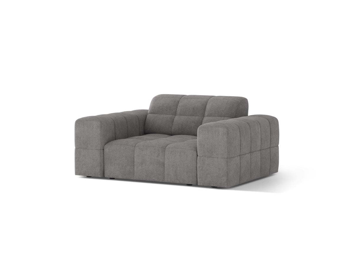 1-Sitzer Sessel Chicago von Cosmopolitan Design in Light Beige-Eden mit Chenille-Stoffbezug und schwarzen Kunststoffbeinen.