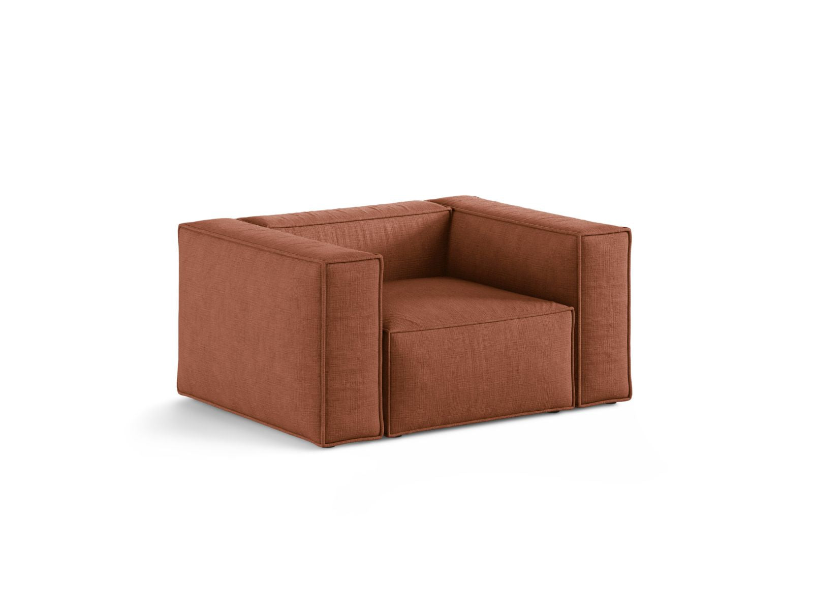 Eleganter 1-Sitzer Sessel Aveiro in warmem Brick-Liberty, ideal für stilvolle Wohnräume, präsentiert von Cosmopolitan Design.