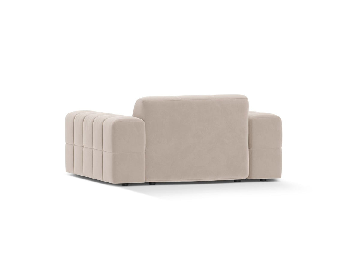 1-Sitzer Sessel Chicago von Cosmopolitan Design in Light Beige-Eden mit Chenille-Stoffbezug und schwarzen Kunststoffbeinen.