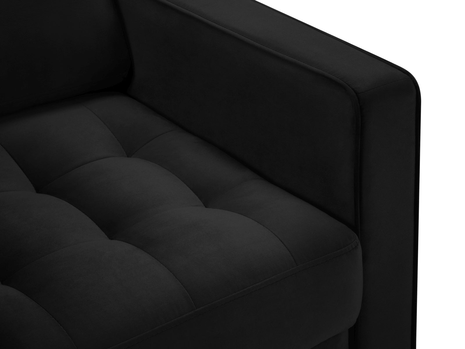 Stylischer 1-Sitzer Sessel Aspen in zeitlosem Schwarz, perfekt für stilvolle Interiors, entworfen von Cosmopolitan Design.
