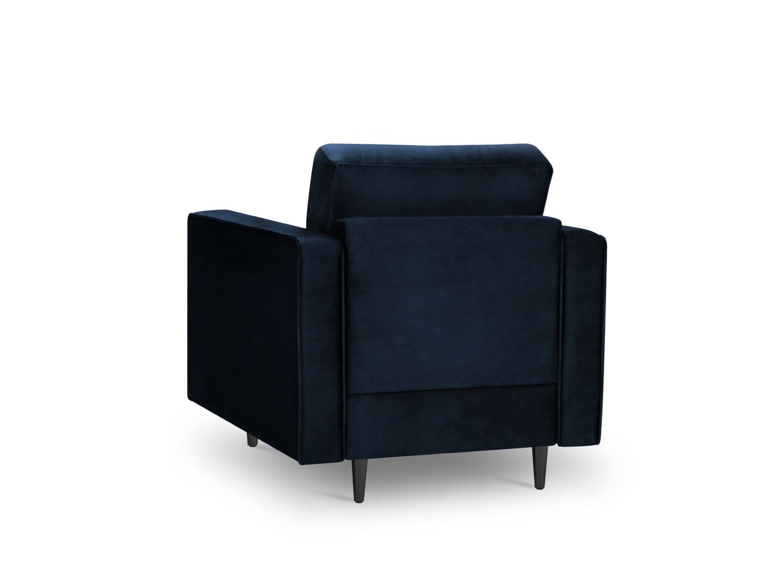 Moderner 1-Sitzer Sessel Aspen in tiefem Royalblau, perfekt für gemütliche Ecken und stilvolle Akzente in Ihrem Zuhause.