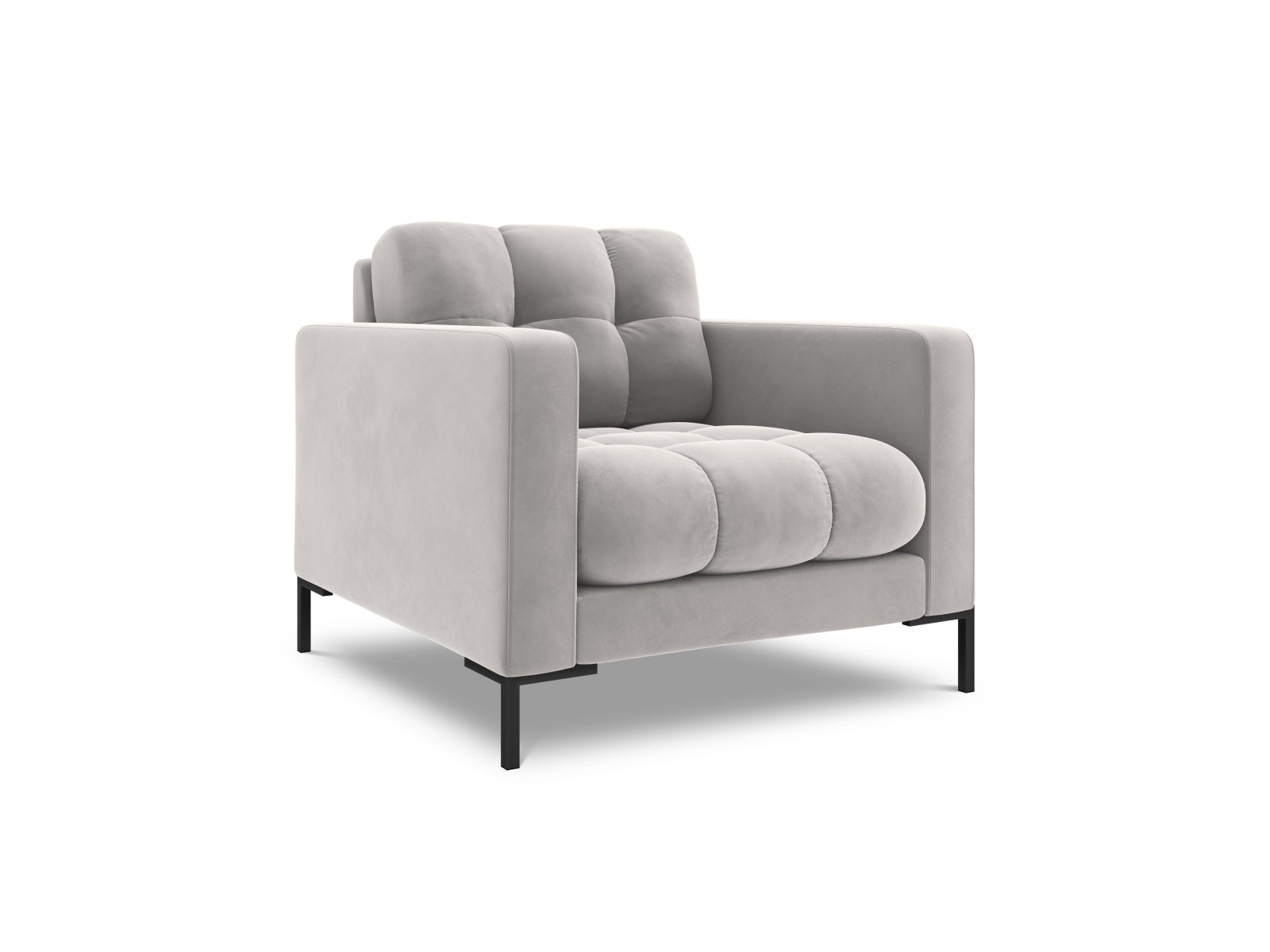 Eleganter 1-Sitzer Sessel Bali in stilvollem Silver-Bluvel, ideal für moderne Wohnräume, von Cosmopolitan Design.