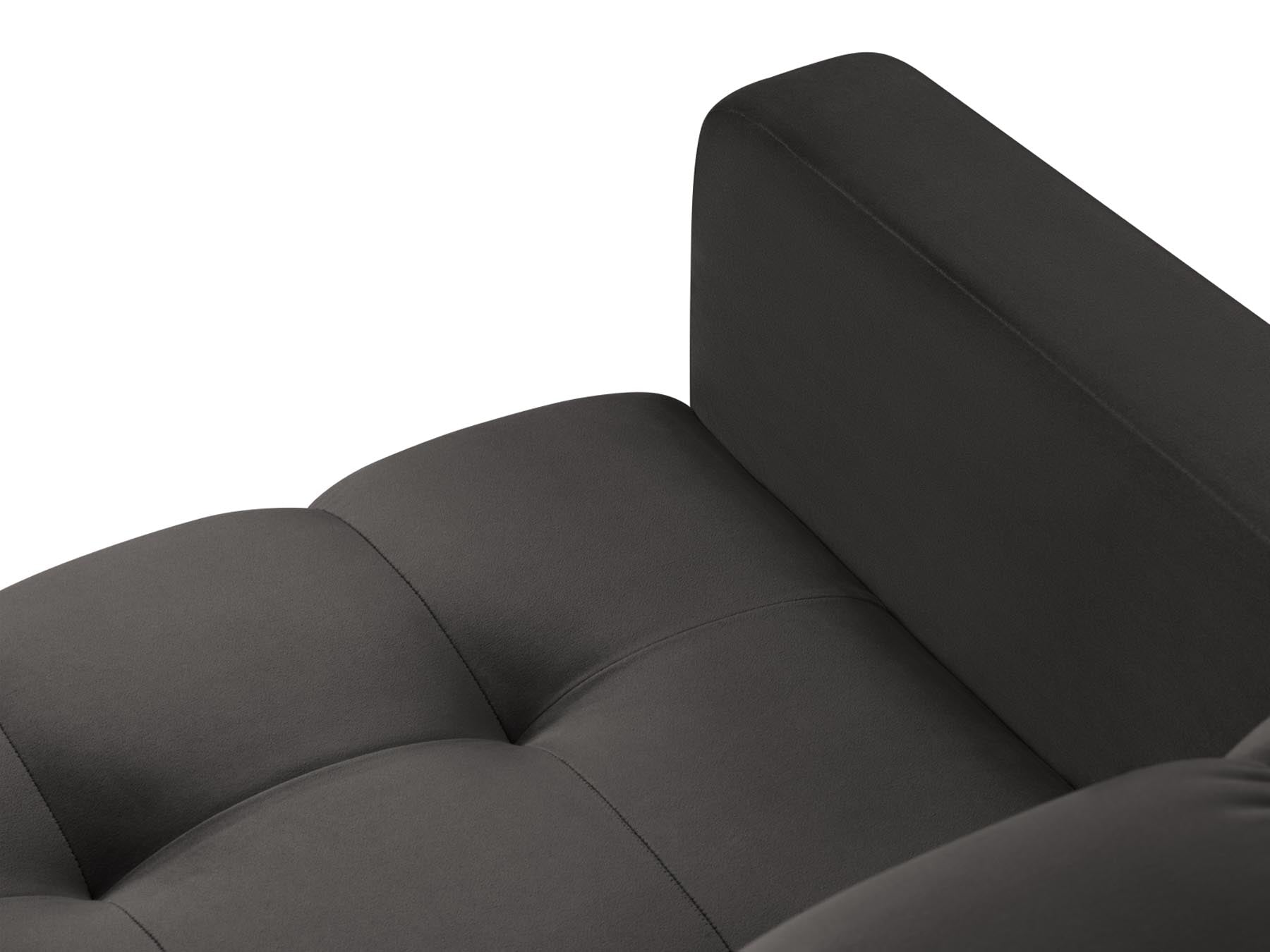 Moderner 1-Sitzer Sessel Bali in edlem Dunkelgrau, gefertigt aus strapazierfähigem Bluvel-Stoff, perfekt für stilvolle Einrichtungsideen.