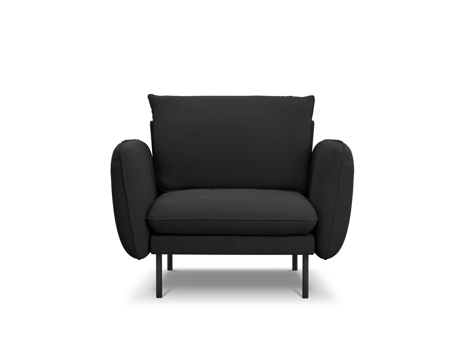 Stylischer Boucle Sessel in Schwarz, 94 cm, von Cosmopolitan Design – perfektes Möbelstück für moderne und elegante Innenräume.
