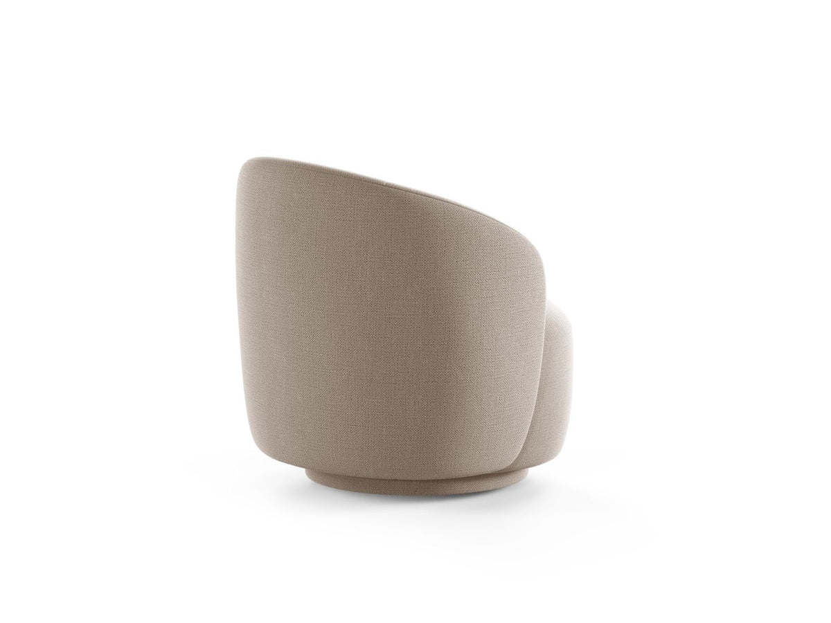 Drehsessel Savona von Cosmopolitan Design in Light Beige mit Chenille-Stoff Moly, Massivholzgestell und gepolsterten Stoffbeinen.