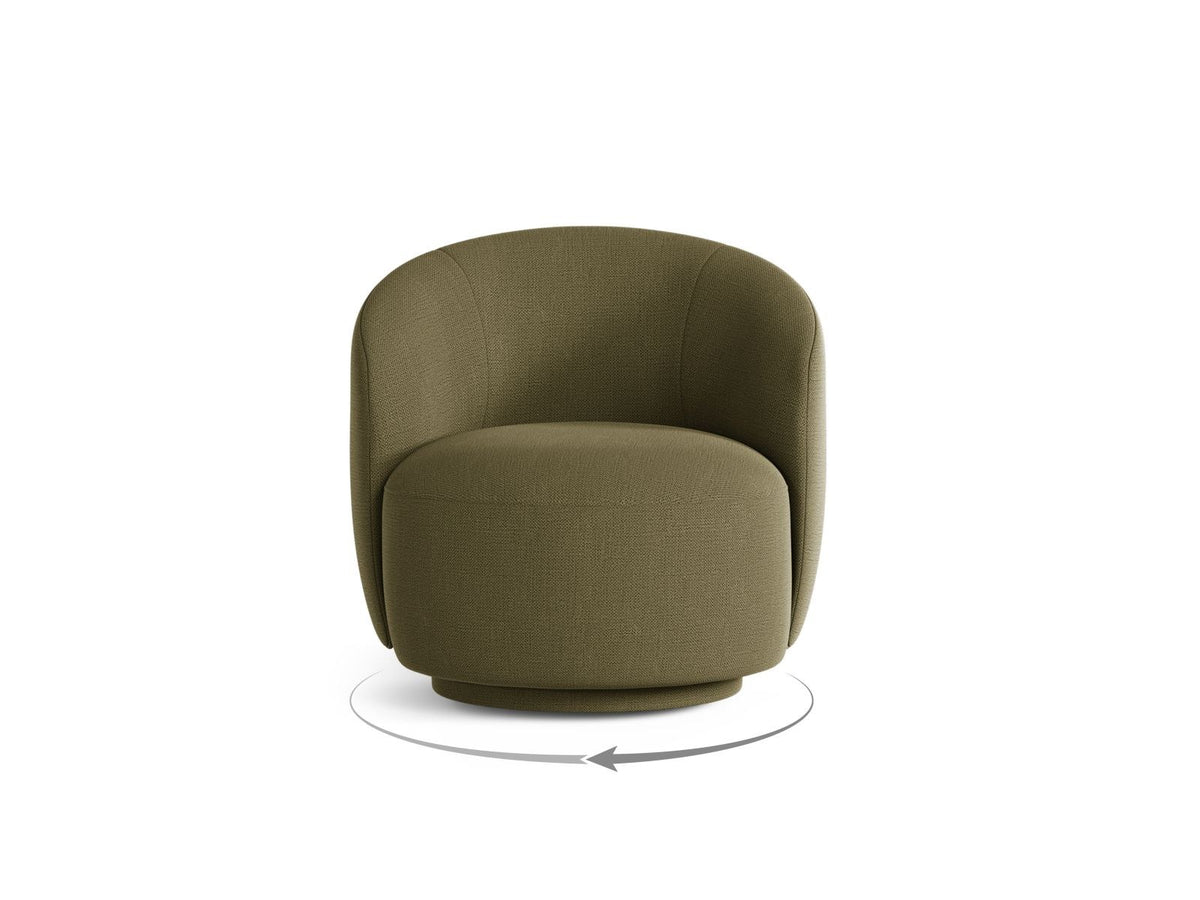 Drehsessel Savona von Cosmopolitan Design in Light Beige mit Chenille-Stoff Moly, Massivholzgestell und gepolsterten Stoffbeinen.
