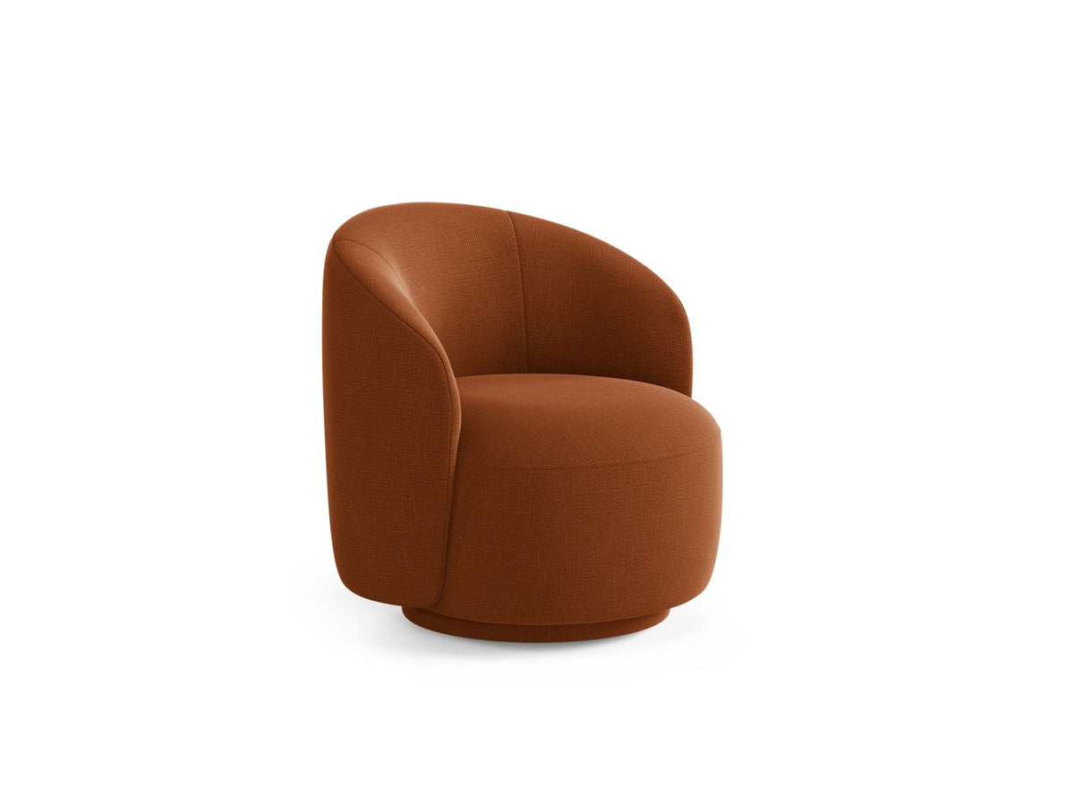 Drehsessel Savona von Cosmopolitan Design in Light Beige mit Chenille-Stoff Moly, Massivholzgestell und gepolsterten Stoffbeinen.