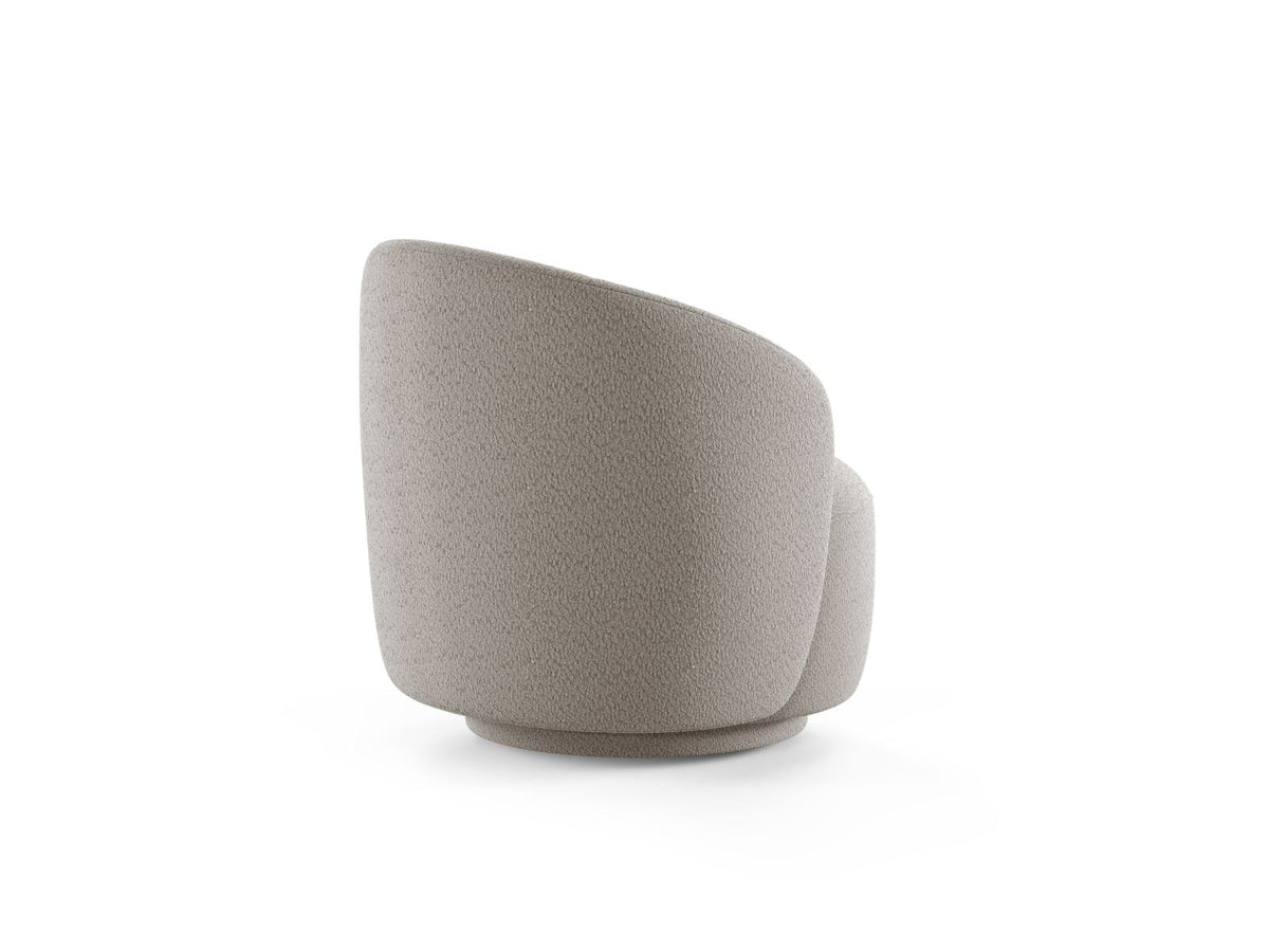 Drehsessel Savona von Cosmopolitan Design in Light Beige mit Chenille-Stoff Moly, Massivholzgestell und gepolsterten Stoffbeinen.
