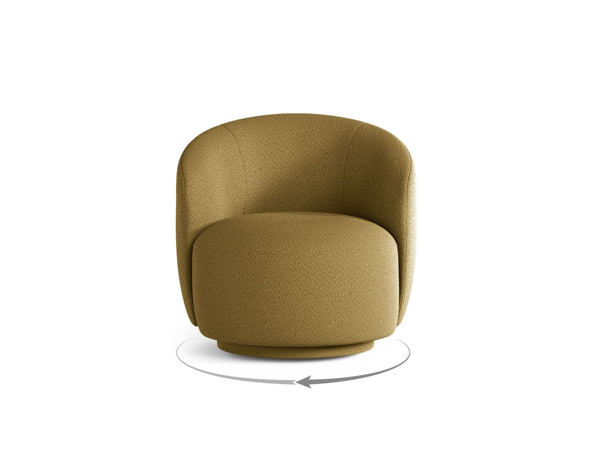 Drehsessel Savona von Cosmopolitan Design in Light Beige mit Chenille-Stoff Moly, Massivholzgestell und gepolsterten Stoffbeinen.