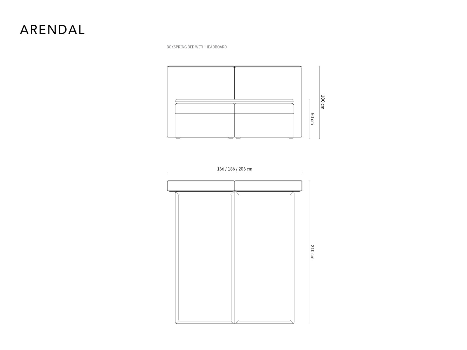 Arendal Boxspring Bed Set  166cm in Black präsentiert im Onlineshop von KAQTU Design AG. Bett ist von Cosmopolitan Design