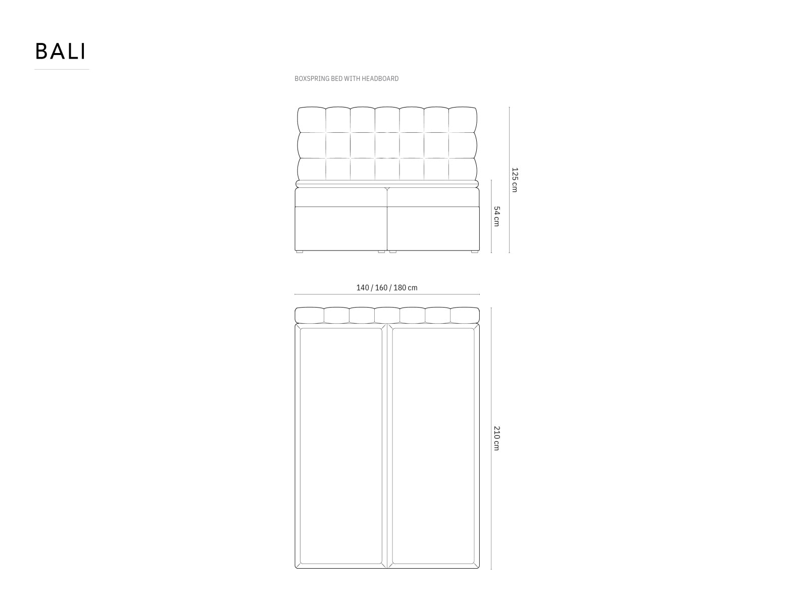 Luxuriöses Boxspring Bett Set Bali in 160 cm, edles Beige-Bluvel, perfekt für stilvolle Schlafzimmergestaltung und erholsamen Schlaf.